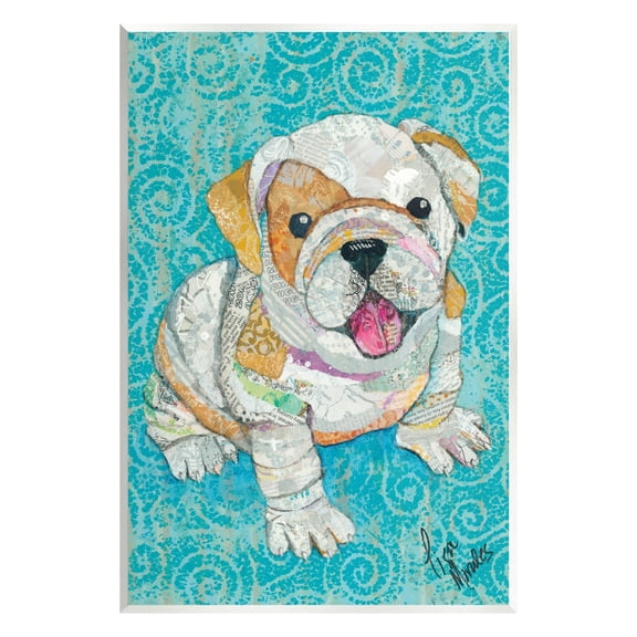 Stupell Industries Puppy Dog Swirl Pattern Mixed Ephemera Collage Painting Unframed Art Print Wall Art, Design by Lisa Morales
