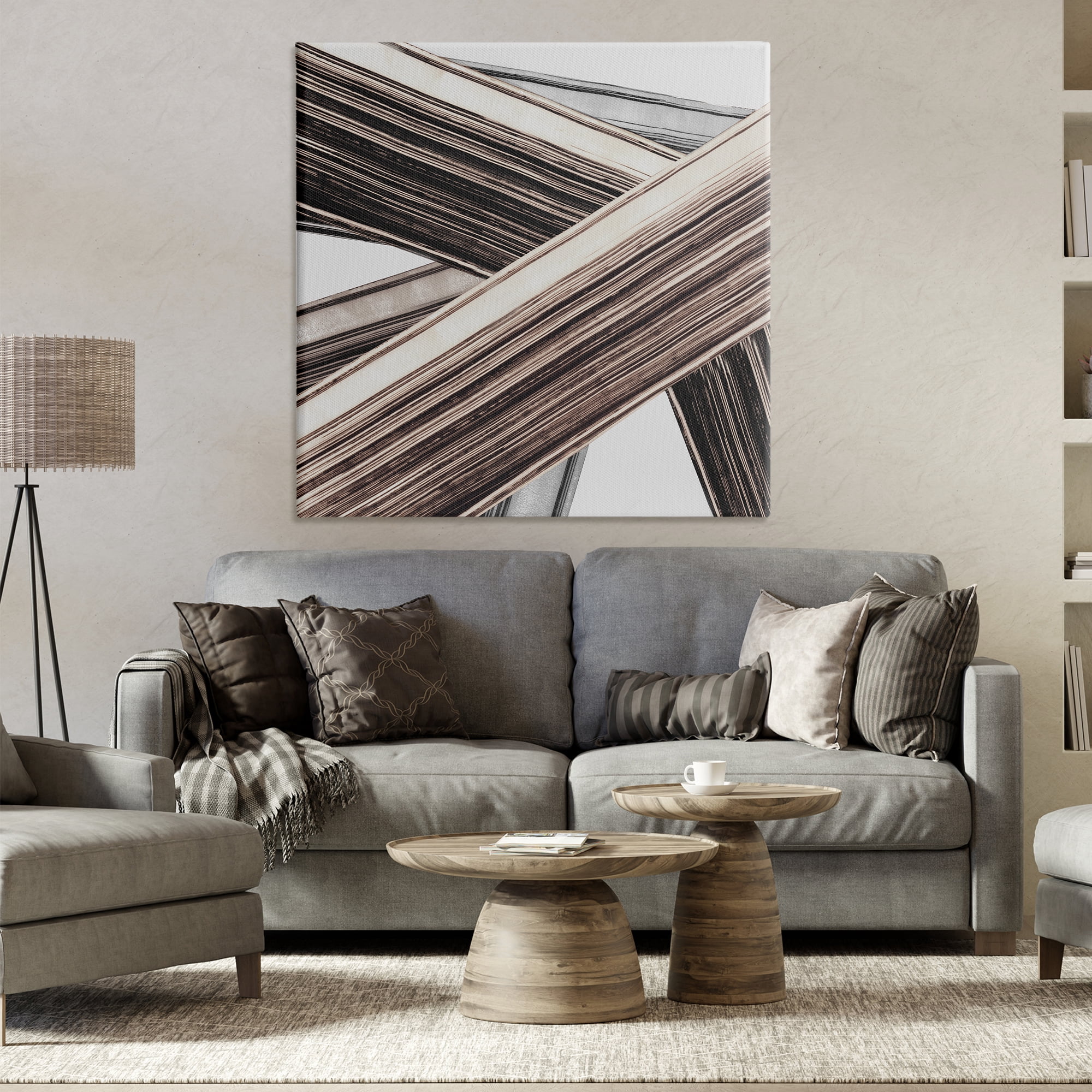 Stupell Industries Woven Lines Composition Abstract Painting Wrapped Canvas Art Print Wall Art, 36 x 36