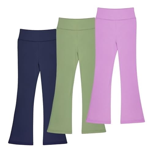 Leggings Acampanados para Niñas con Elefante Grande, Pantalones Acampanados con Corte de Bota y Talle Alto para Yoga y Baile, packs de 3 XS-XL