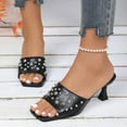 thumbnail image 5 of LOVZFMLL Sandals for Women 2025 Summer Fashion Square Toe Glitter Heel Mules Slip On Lady Casual Dressy Office Shoes Black 8.5, 5 of 7