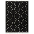 thumbnail image 2 of Hauteloom Berber Shag - Ennis Farmhouse Living Room Bedroom Area Rug with Tassel - Fluffy Plush High Pile Carpet - Soft Shaggy Rug, Moroccan Trellis Striped - Black, Dark Grey, Beige - 5'3" x 7'3", 2 of 17