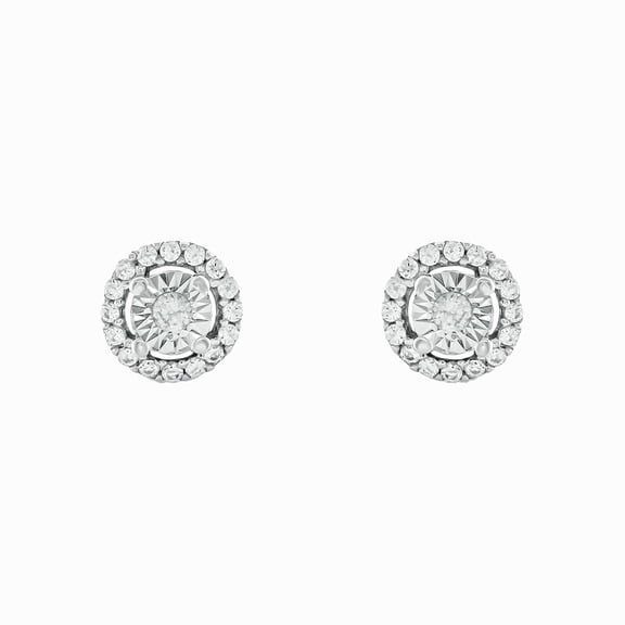 Cali Trove, 925 Sterling Silver Diamond Round Stud Earrings for Women, 1/10 Ct Natural White Diamonds