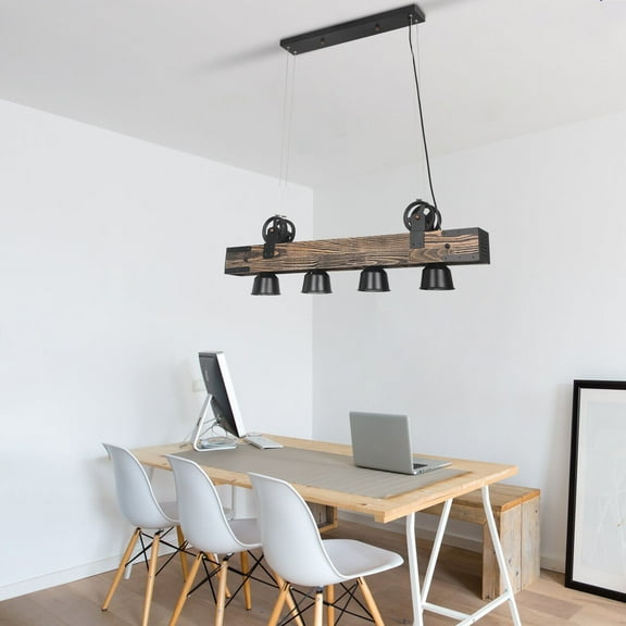 Rustic Retro Dimmable Light Chandelier Wood Beam Fixture Design Home Lamp
