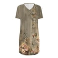 thumbnail image 4 of Spring Tunic Blouses for Women, V-neck Short Sleeve Tops, Plus Sized Casual Long T-shirt with Pockets, 4 of 5