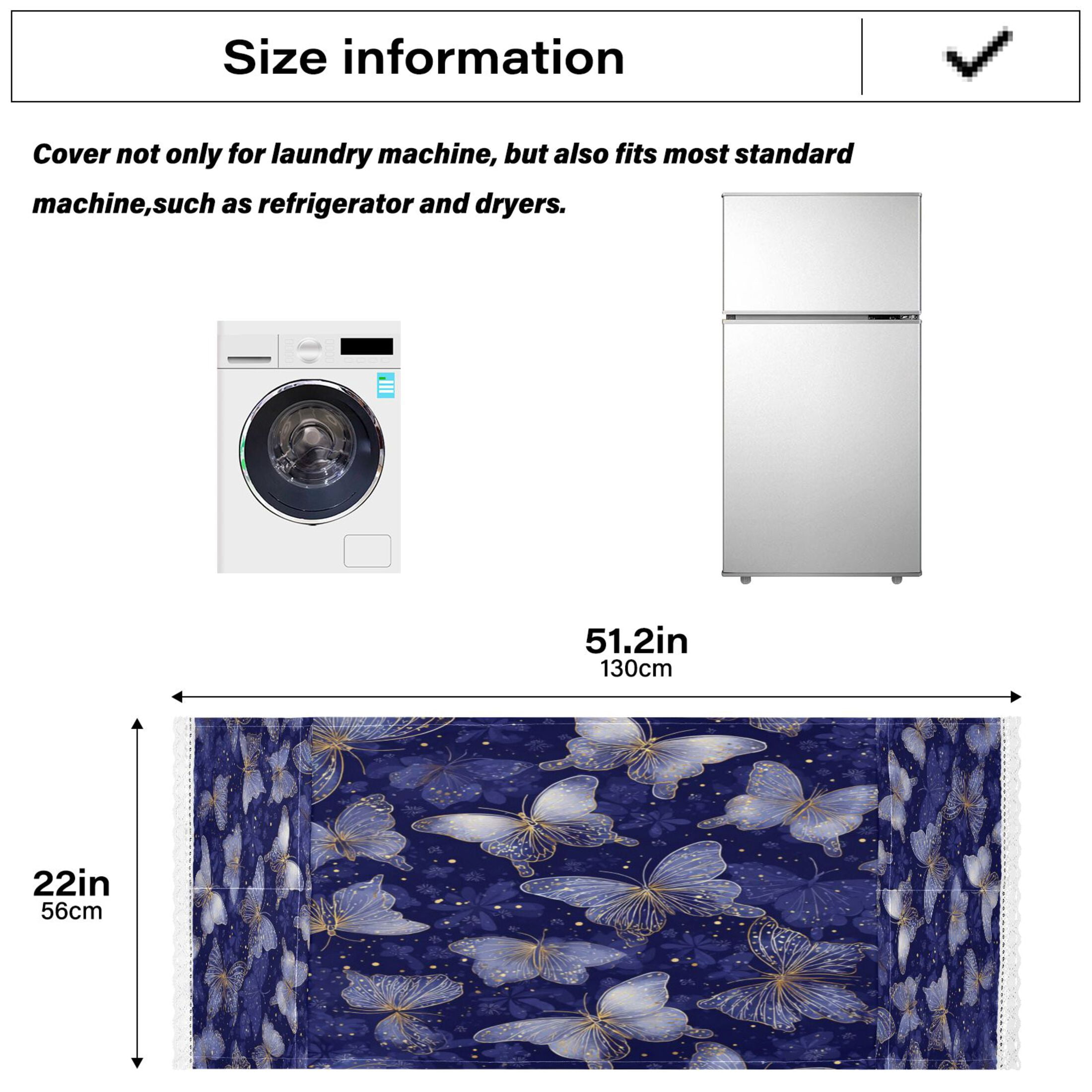 Wobogo Deep Blue Butterfly Washing Machine Cover Dustproof Washer Dryer Cover Waterproof Laundry Room Decorative Protector