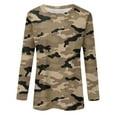thumbnail image 4 of Womens Long Length Sleeve Shirts Camo Printed Shirts Crew Neck T Shirts Casual Dressy Blouses Tee 2026 Camel 4XL, 4 of 5