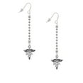 thumbnail image 2 of Delight Jewelry Silvertone Caduceus - DA - Silver-tone Long Sparkle Dangle French Earrings, 2 of 4