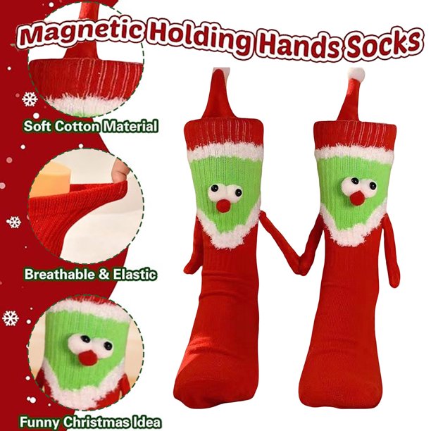 Calcetines de otoño e invierno, calcetines de mano en mano, calcetines navideños magnéticos, calcetines largos, calcetines deportivos que absorben el sudor, calcetines de mujer