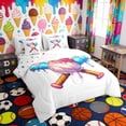 thumbnail image 2 of Erosebridal Pink Swirl Baseball & Bat Print Twin Bedding Sets, Cute Sports Bedding Comforter Set for Kids Boys and Girls, Polka Dots Reversible 7pcs, 2 of 6