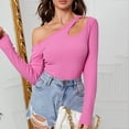thumbnail image 2 of Camiseta de manga larga con hombros descubiertos para mujer - Material de poliéster, tallas S-XL - Corte ajustado y diseño irregular para un estilo informal y elegante, 2 of 8