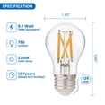 thumbnail image 3 of Great Value A15 LED 8.5W (60W Equivalent) Soft White Ceiling Fan E26 Medium Base Light Bulbs, Dimmable, 2 Pack, 3 of 9