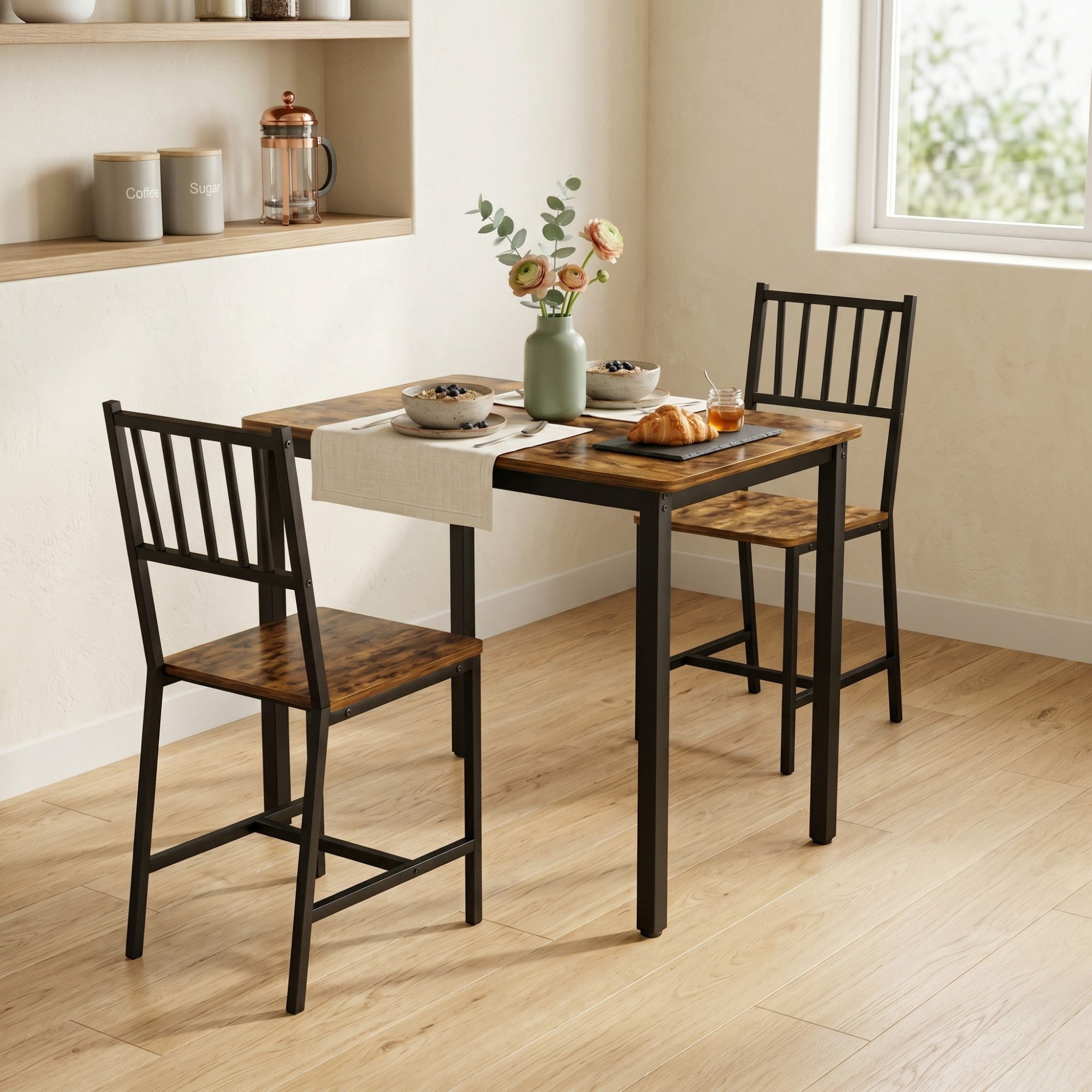 Sailvan 3-Piece Dining Table Set, 35.4″L x23.6″W x29.7″H, Bar Table with 2 Chairs
