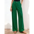 thumbnail image 5 of Women Wide Leg Pants High Waisted Spring Business Casual Outfits Trousers Palazzo Pants Pockets Green XL, 5 of 9