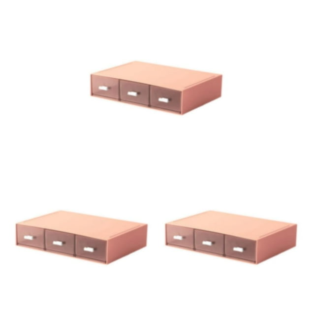 Baohd Practical Desk Organizer - Essentials Neat And Tidy Widely Convenient Desktop Storage Organizer pink 3 drawer 3Set