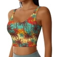 thumbnail image 2 of Pofeuu Colorful Hawaii Palms Print Sports Bra for Women Sexy Vest Yoga Running Gym Fitness Crop Bras Tops-X-Large, 2 of 8