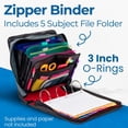 thumbnail image 4 of Case-it The Mighty Zip Tab Zipper Binder - 3 inch O-Rings - 5 Color Tab Expanding File Folder - Multiple Pockets - 600 Sheet Capacity - Comes with Shoulder Strap - Fire Engine Red D-146 (6 pack), 4 of 8