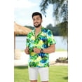 thumbnail image 2 of LA LEELA Mens Hawaiian Shirts Short Sleeve Button Down Shirt Men's Tropical Shirts Casual Holiday Summer Party Caribbean Shirts for Men Funny L Green, Leaves, 2 of 5
