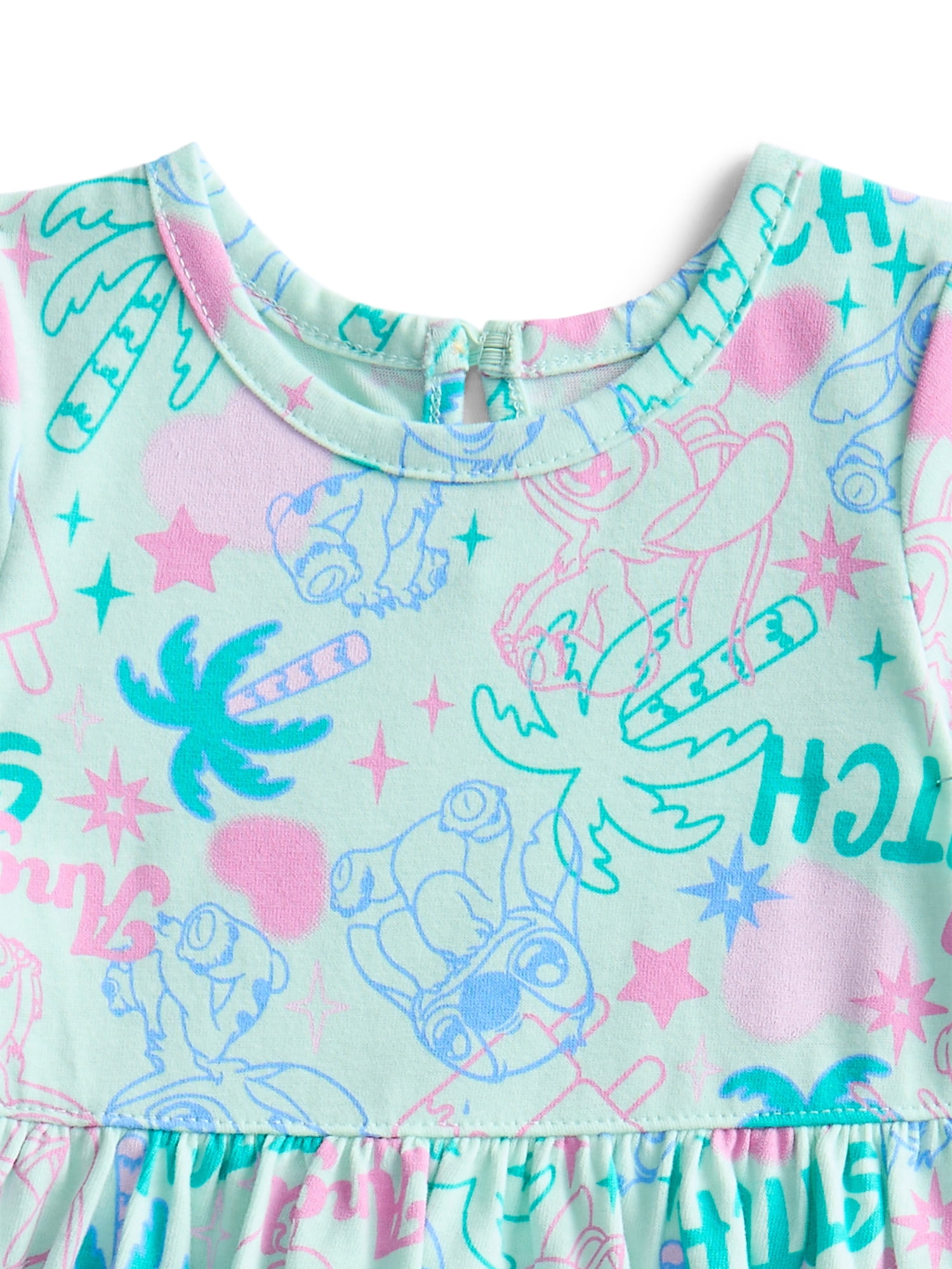 Stitch Baby Girl Print Dress and Matching Diaper Cover Set, 2-Piece, Sizes 0/3M-6/9M