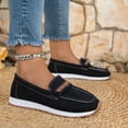 thumbnail image 4 of Rokment Womens Vintage Memory Foam Platform Slip on Penny Loafers Retro Classic Suede Wedges Low Heel Driving Walking Oxfords Boat Shoes for Travel Vacation Black Size 6, 4 of 7