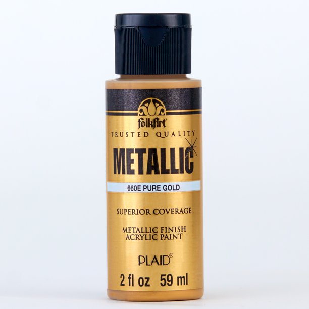 FolkArt 660EX Metallic Acrylic Craft Paint, Metallic Finish, Pure Gold