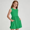 thumbnail image 5 of Yeaiivve Summer Dresses for Girls 2026 Casual Sleeveless Tank Mini Short Dress Crew Neck Bubble Sundress with Pockets Green,9-10 Years, 5 of 7