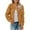 Gold, variant on Women's Coat Casual Lapel Fuzzy Shearling Zipper Coats Warm Winter Oversized Outwear Jackets Gold, XXL