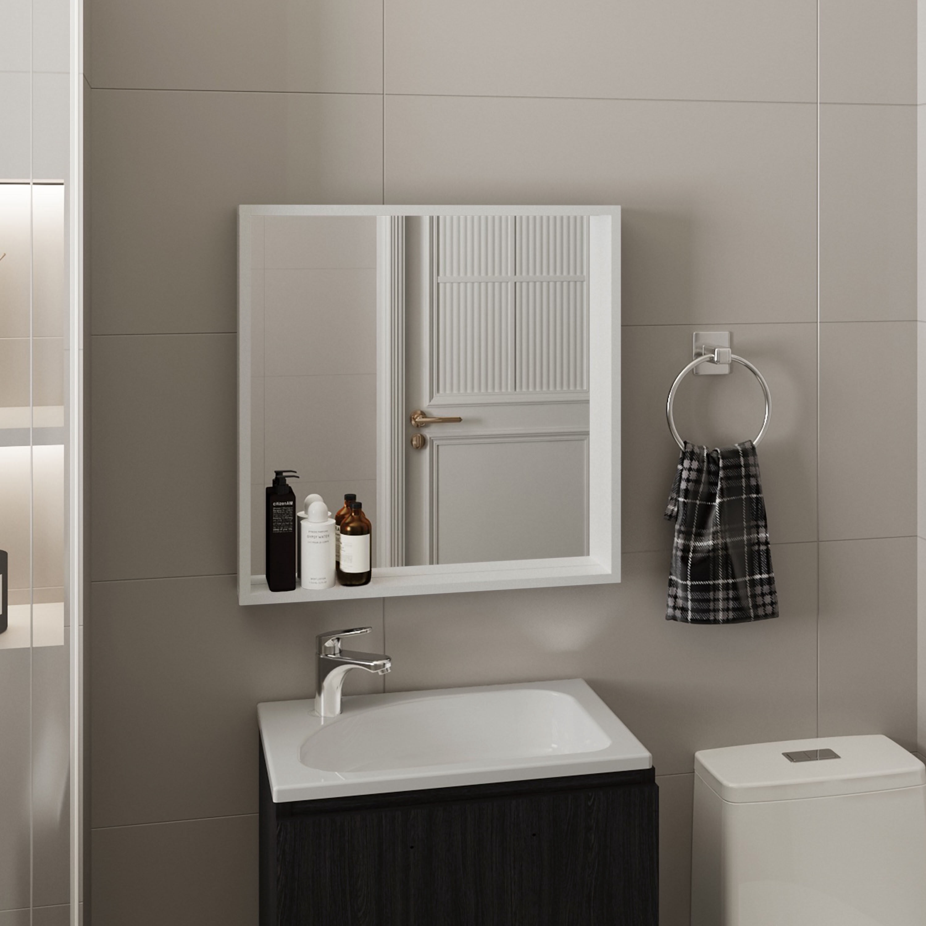 26 x 23.75 x 7.5 in. Tara Bath Mirror Cabinet - Vintage Grey