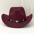 thumbnail image 2 of SRZYMJ Cowboy Hat for Women and Men Western Classic Chain Curved Jazz Hat Felt Wide Brim Women Men Fedora Cowboy Hat, 2 of 3
