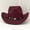 Brick Red, variant on Women's Wool Blend Wide Brim Fedora Hat, Classic Western Cowboy Jazz Cap, Unisex Breathable Vintage Hat For All Seasons Daily Outdoor Wear Light Yellow One Size