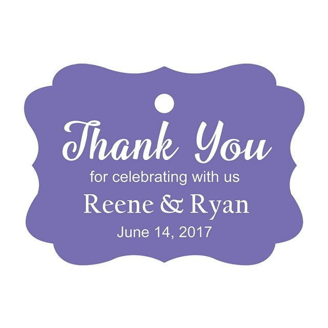 100 PCS Custom Wedding Favor Hang Tags Thank you for celebrating Personalized Paper Tags