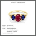 thumbnail image 4 of Gem Stone King 10K Yellow Gold Oval Red Ruby Blue Sapphire and Diamond Accent 3 Stone Engagement Ring for Women | 5.29 Cttw | Gemstone Birthstone | Oval 8X6MM and 6X4MM (Size 5), 4 of 4