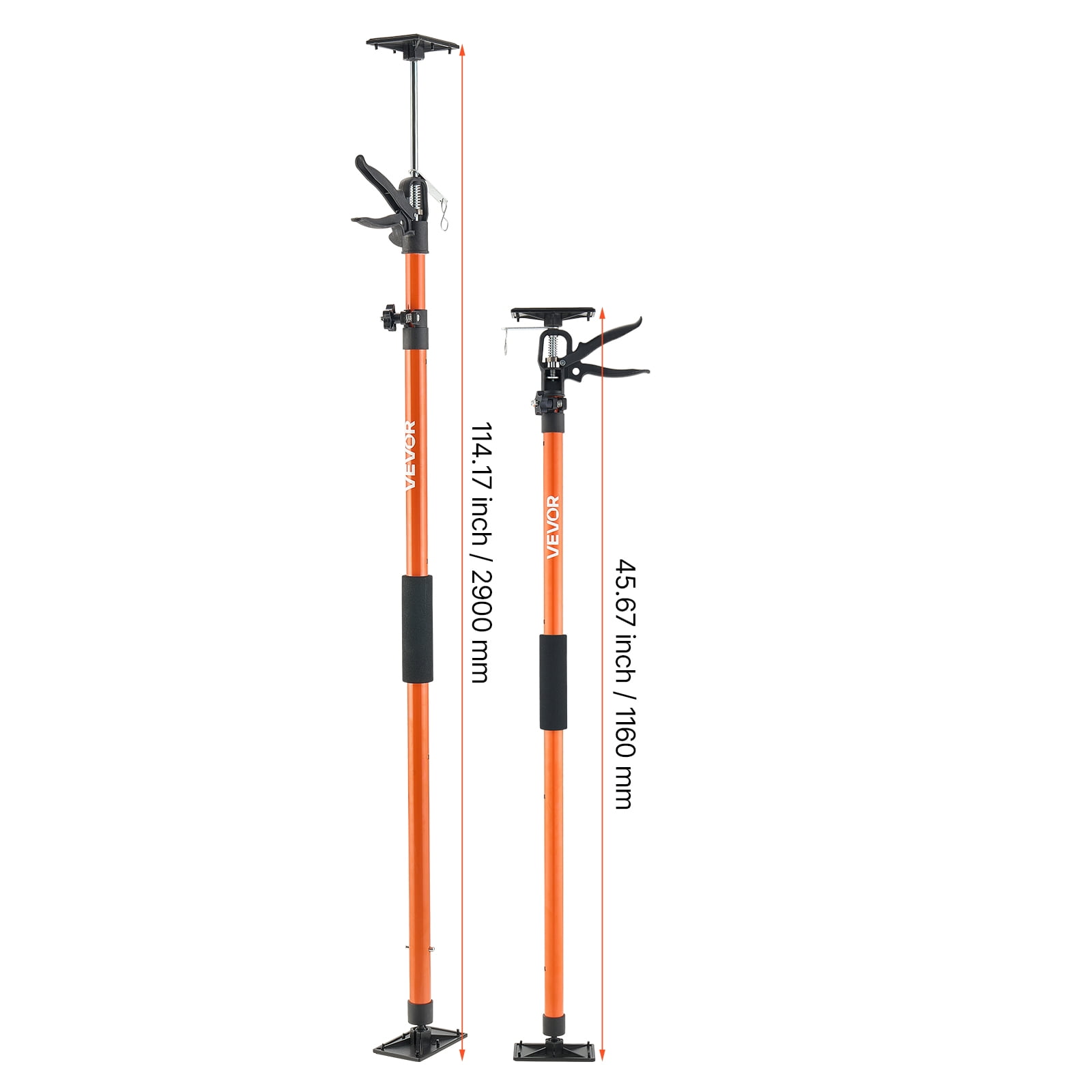VEVOR Cabinet Jack Support Pole, 2-Pack, 45.7-114.2 Inch Steel Telescopic Quick Support Rod, Adjustable 3rd Hand System up to 154 lbs Capacity for Installing Cabinets, Lifting Drywall, Cargo Bars