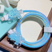 Tianyeda 2Pcs Charging Cable Protectors with 1pc Spiral Protective Rope