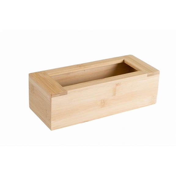 Lipper International Bamboo Storage Bag Organizer Holder and Dispenser for Kitchen Drawer or Countertop, Quart Size