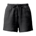 thumbnail image 5 of SGMVNU Women's Drawstring Shorts Elatic High Waist Loose Fit Casual Wide Leg Shorts Lightweight Summer Beach Linen Shorts with Pockets, Size L, Black, 5 of 6