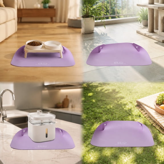 Half Enclosed Pet Feeding Mat Thickened Leather Dog Bowl Mat Non Slip Waterproof Oil Proof Pet Food Placemat For Dogs Cats Floor Protection