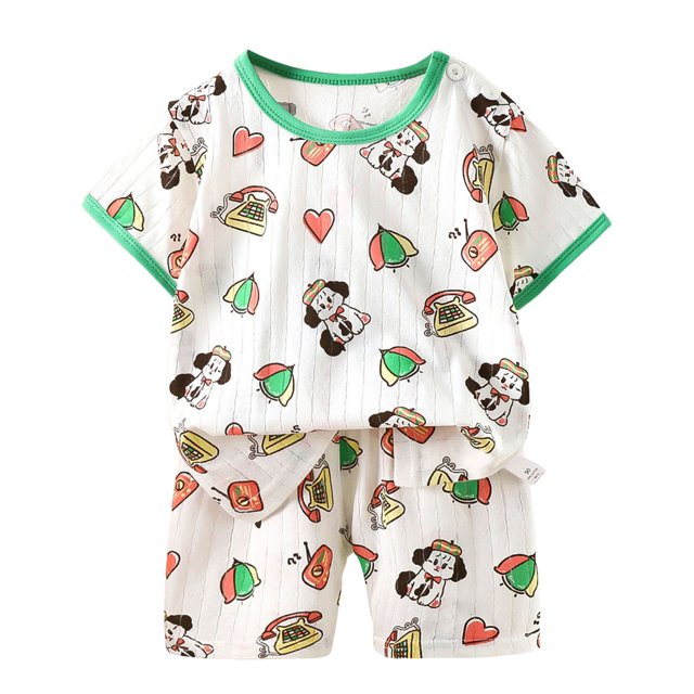 Ensemble pour Tout-Petits Garçons, Tenue Décontractée à Col Rond, Imprimé Animal, Vêtements Respirants, Pyjama de Maison pour Enfants, Taille 4-5T