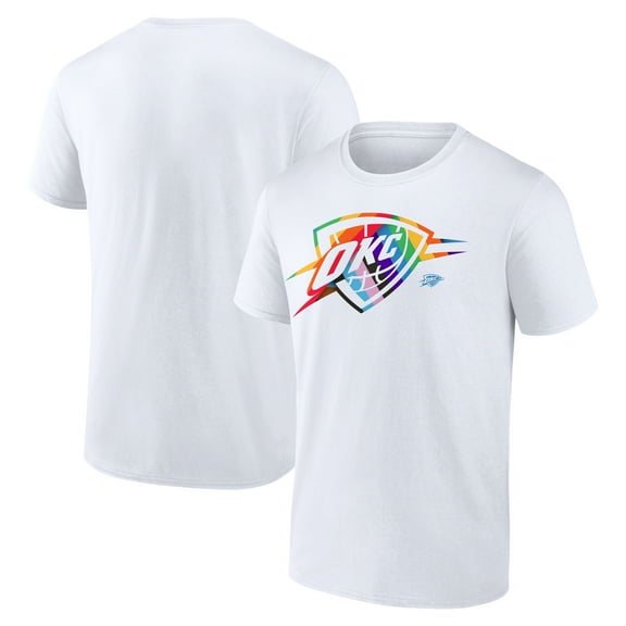 Men's White Oklahoma City Thunder Team Logo Pride T-Shirt