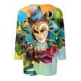 thumbnail image 5 of BDPORKAS Women's Mardi Gras Shirt 3/4 Sleeve Round Neck Carnival Themed 3d Print Graphic Tees Novelty Party Blouses Casual Loose Fit Mardi Gras Outfit, 5 of 5