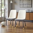 thumbnail image 2 of Tcbosik Dining Chair Set of 2, Upholstered PU Leather Kitchen Chair, Side Chair with Metal Legs for Living Room, White+Gray, 2 of 9
