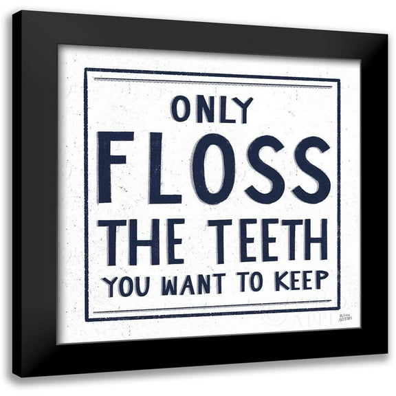 Averinos, Melissa 12x12 Black Modern Framed Museum Art Print Titled - Only Floss Navy