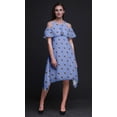 thumbnail image 4 of Bimba Geometric Print Cold Shoulder Women Swing Tunic Flutter Sleeve Midi Dress-Medium, 4 of 6