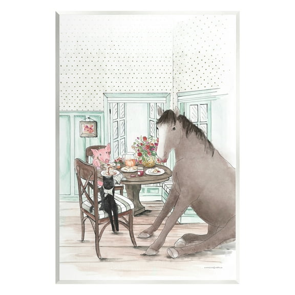 Stupell Industries Animals Sharing Meal Animals & Insects Painting Unframed Art Print Wall Art, 10 x 15