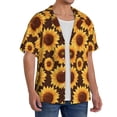 thumbnail image 2 of Rateoe Chocolate Plaid Sunflower Print Mens Front Pocket Hawaiian Shirts Casual Shirts Short Sleeve Button Down Beach Tropical Shirts-Medium, 2 of 5