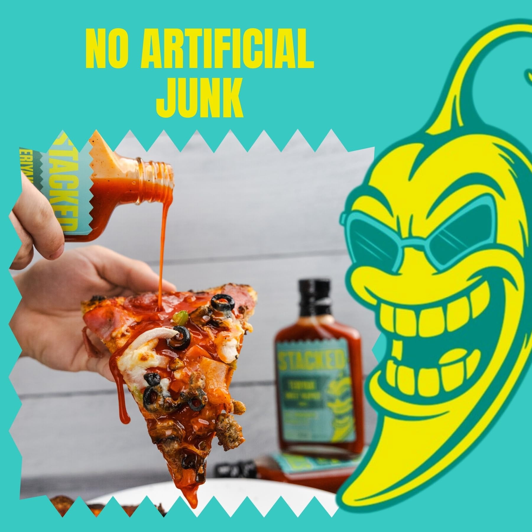 STACKED - Hot Sauce Variety Pack, Original Jalapeño, Bacon Spicy BBQ & Teriyaki Sweet 'n Spicy - 6.7 fl oz, Pack of 3