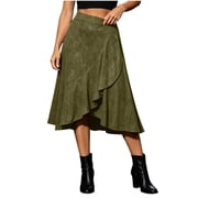 Best Buy Women's Chiffon Elastic High Waist Pleated A-Line Flared Maxi Skirts Ndbuld Floral Vintage Mid-length A-line Skirt Girl,Blue,M