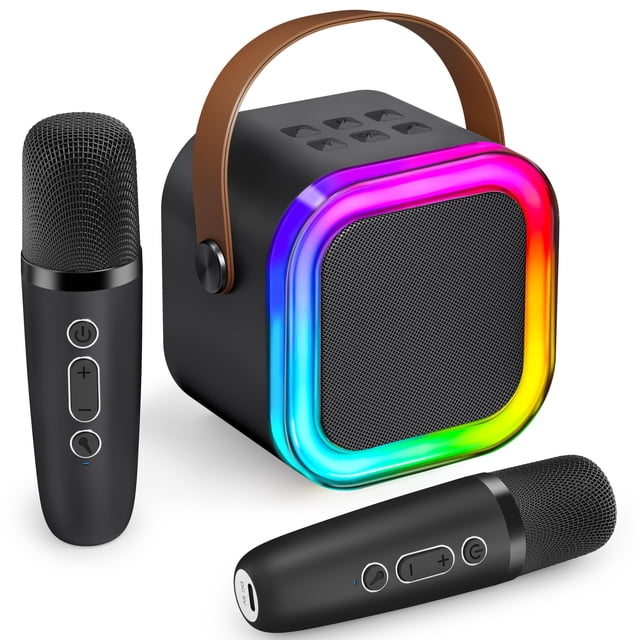 Máquina de karaoke IROO Karafun Premium con 2 micrófonos inalámbricos negros