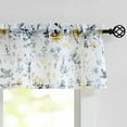 thumbnail image 2 of Yellow Grey Floral 3 Piece Kitchen Curtains for Window 36 inch Length for Cafe Bathroom Watercolor Sheer Yellow and Gray Flower Print Tiers and Valances Set Rod Pocket, 2 of 6