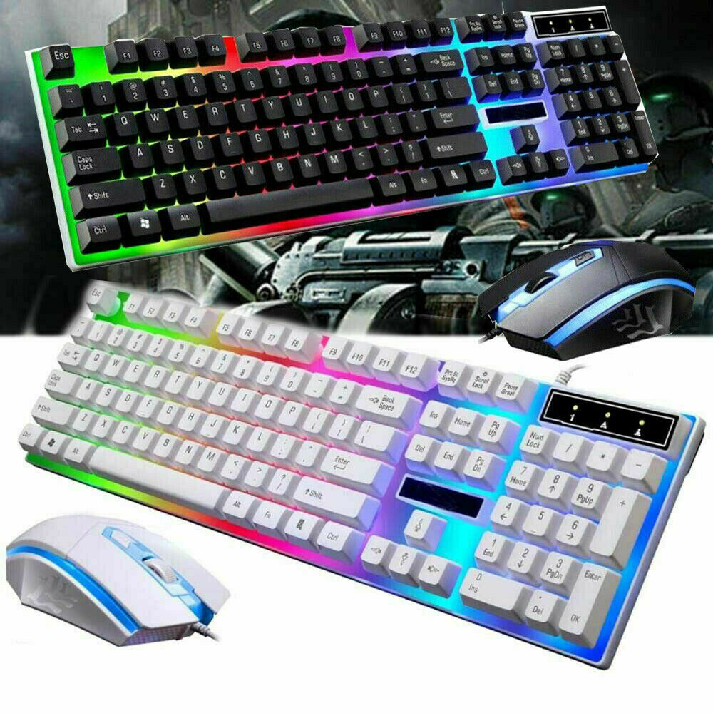 RGB Gaming Keyboard and Mouse Combo, USB Wired LED Backlit Keyboard Mouse Set for PC, Laptop