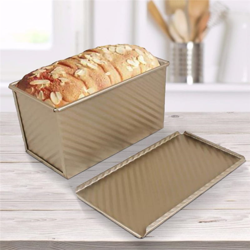 Nonstick Rectangular Metal Loaf Bread Cake Pan Tin with Cover Toast Molds 